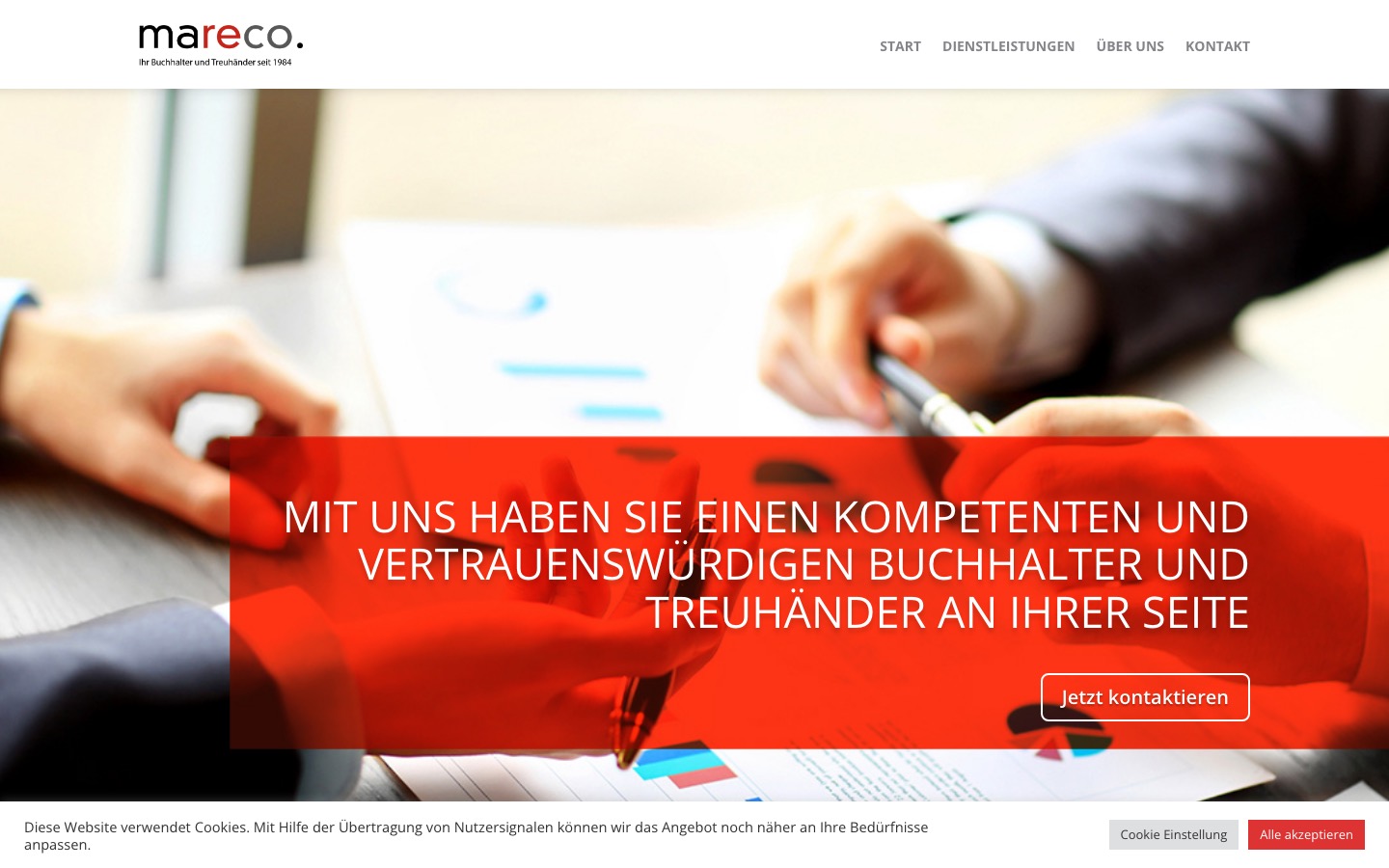 Alte Website von mareco Treuhand